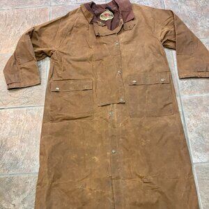 ~~The Australian Outback Collection Oilskin Brown Long Drover Duster M Coat*****